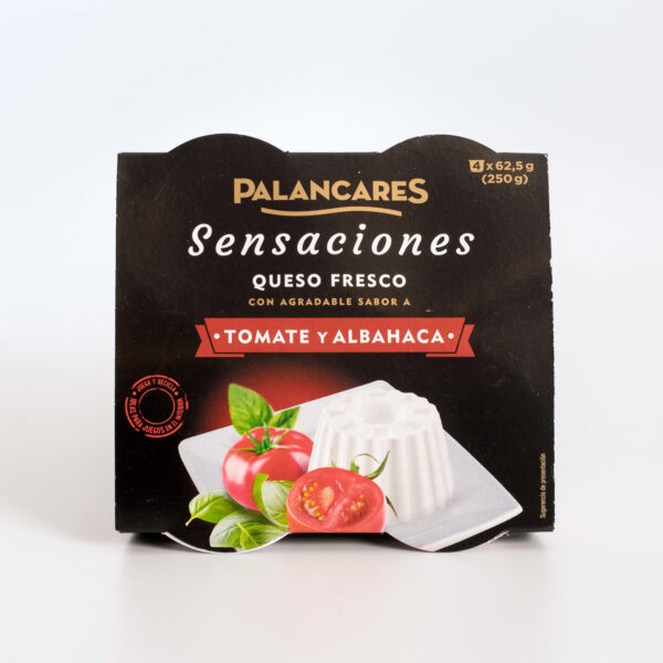 Queso Fresco Sensaciones con sabor a Albahaca y Tomate Palancares