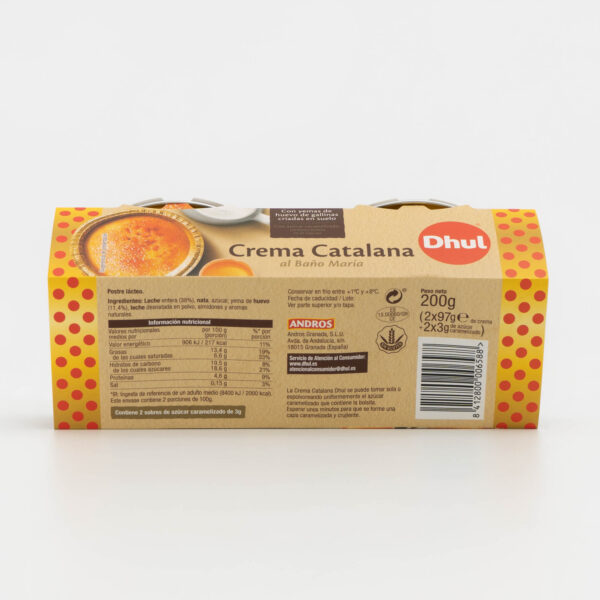 Ingredientes Crema catalana sin gluten Dhul